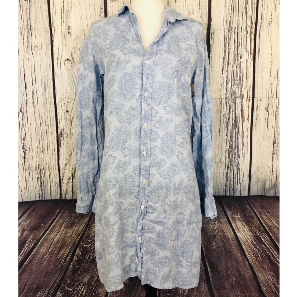 Frank & Eileen Blue Paisley Shirt Dress Size Large